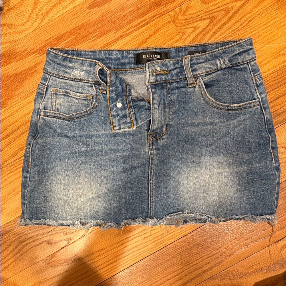 Black Label Blue Distressed Denim Mini Skirt